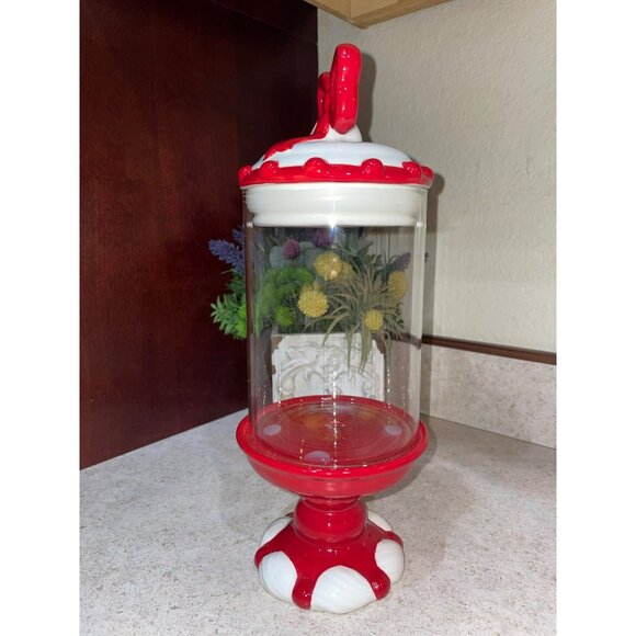 TikTok Red & White Ceramic Candy Jar With Bow Lid Sheffield Home - Picture 4 of 6